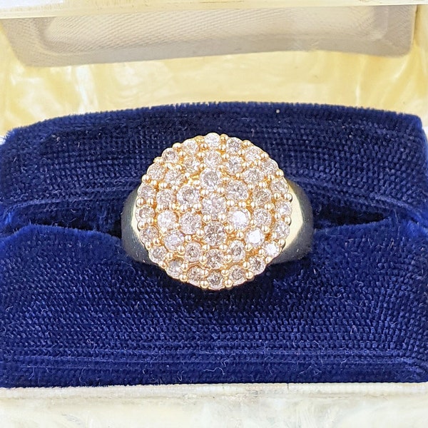 Diamond Cluster Ring, Vintage 10k 2ct Diamond Cluster Ring, Diamond Cocktail Ring, Large Round Diamond Cluster Ring, Diamond Statement Ring