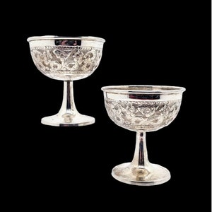 Antique Indian Repousse Silver Diya Set, Colonial India Sterling Silver Puja Set, Silver Cups, Silver Pyaala, Pooja Cups, Wedding Gift