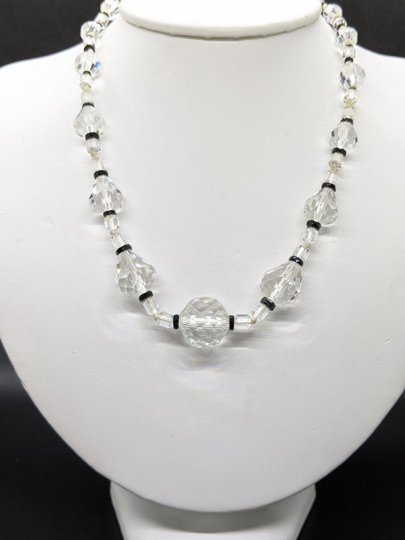 Art Deco Sterling Rock Crystal Necklace, Vintage … - image 3