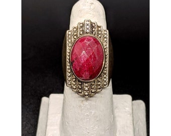 Vintage Nicky Butler NB Art Deco Style Ruby 925 Sterling Ring