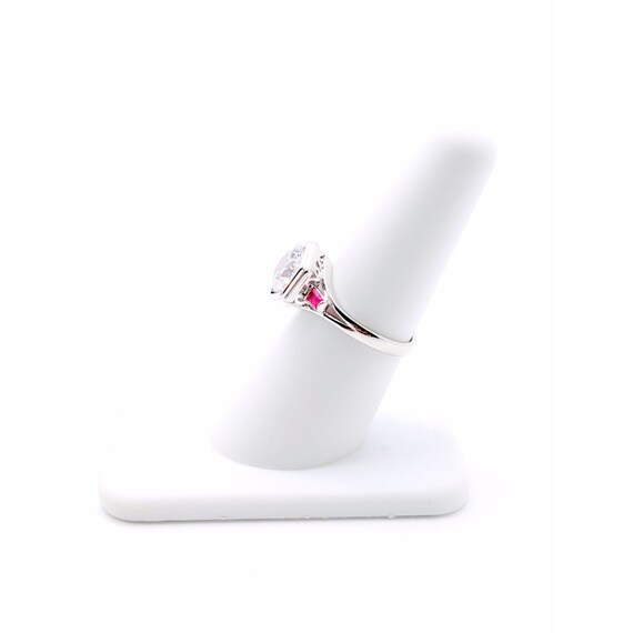 Diamond Ruby Octagon Ring, Art Deco Style Silver … - image 8