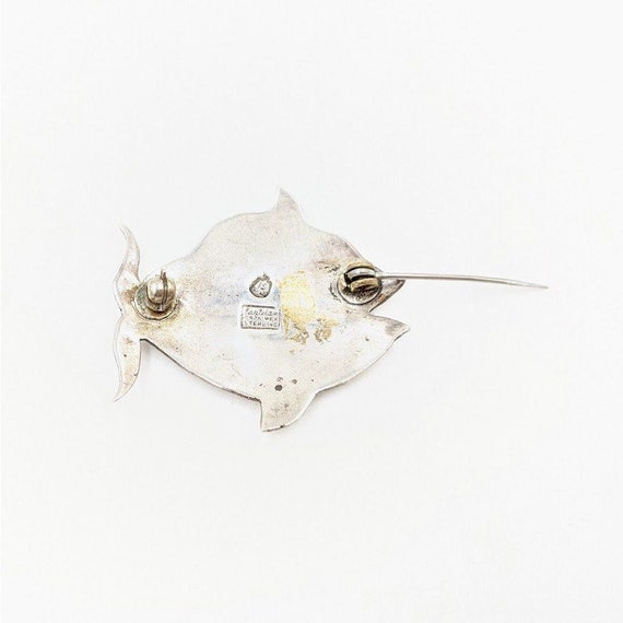 Enamel Sterling Fish Brooch, Signed Castelan Guil… - image 6