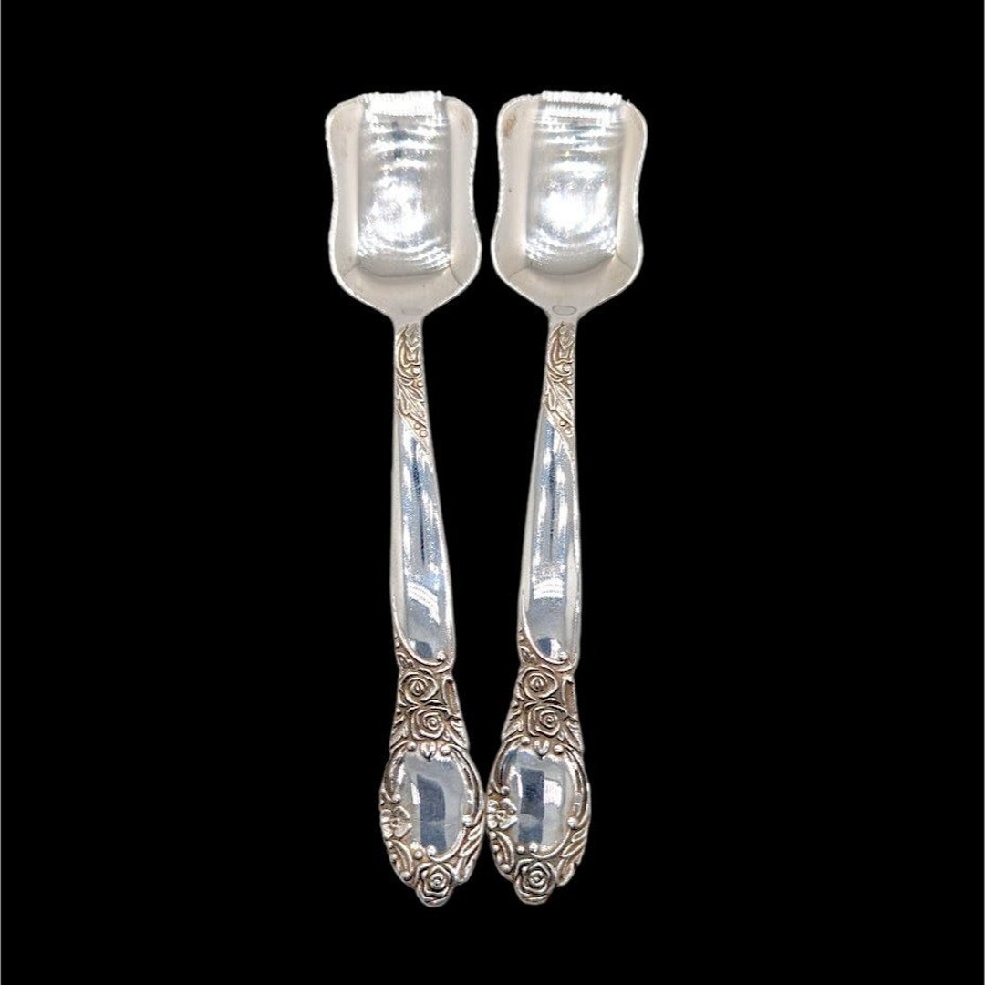 Vintage Pure Silver Sugar Spoon Set India Floral 999 Silver Etsy