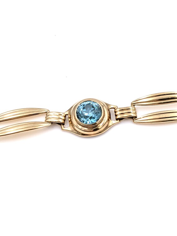 Art Deco 10k Gold Blue Zircon Bracelet, Antique G… - image 6