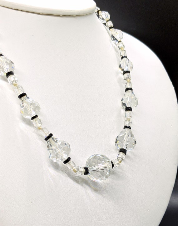 Art Deco Sterling Rock Crystal Necklace, Vintage … - image 4
