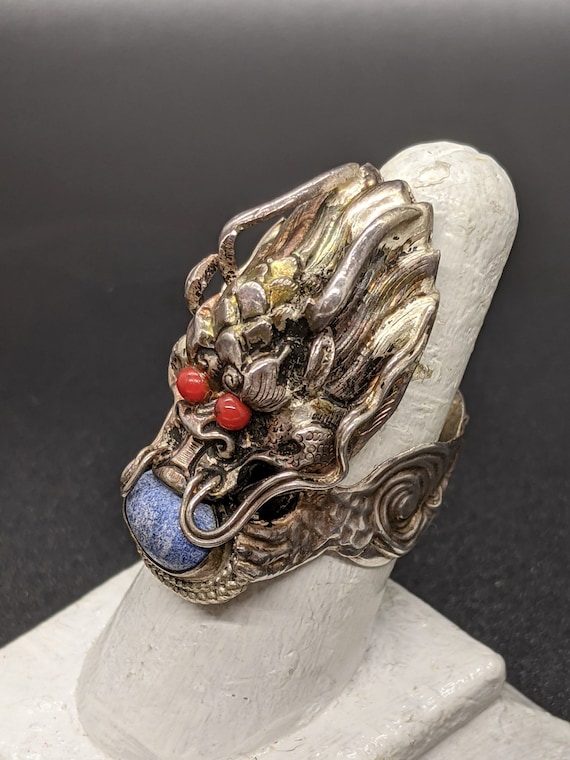 Antique Dragon Ring, Vintage Dragon Ring, Large St