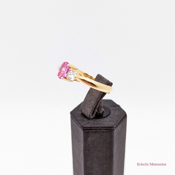 Pink Sapphire Ring, Vintage 14k Gold Oval Pink Sa… - image 8