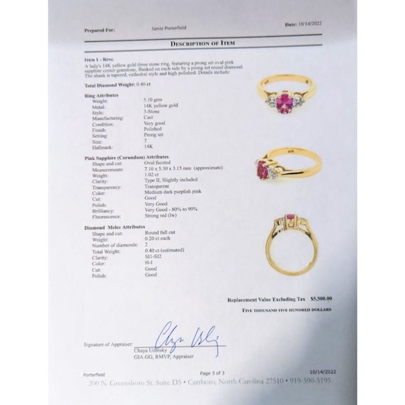 Pink Sapphire Ring, Vintage 14k Gold Oval Pink Sa… - image 10