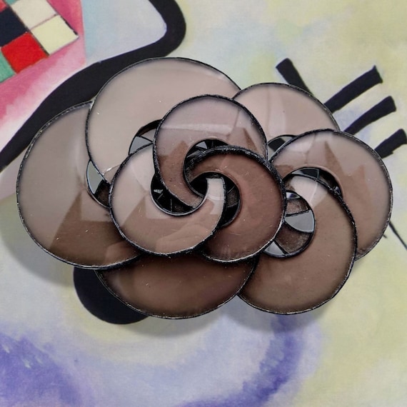 Ciléa Paris Brooch, Vintage Ciléa Abstract Brooch, Tan