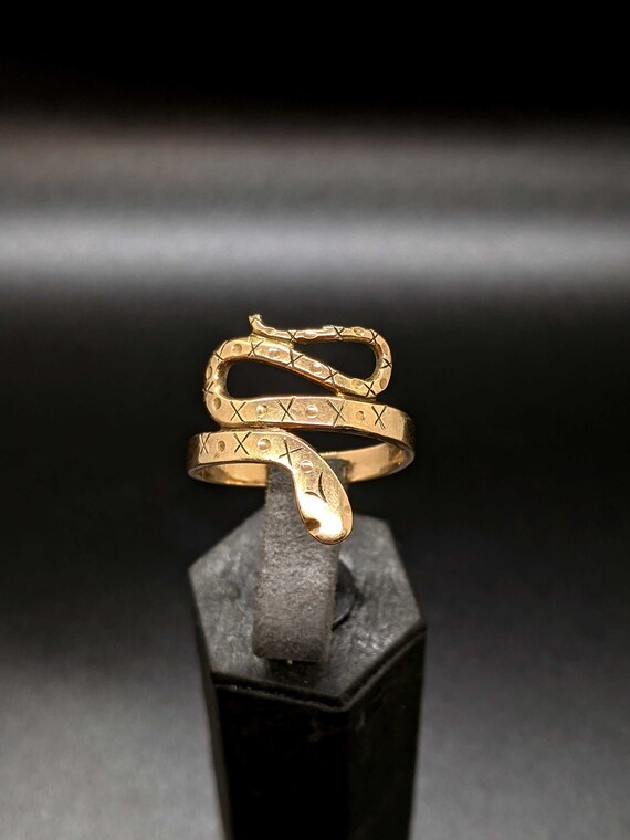 Gold Snake Ring, Wide 8k Gold Snake Ring, Antique
