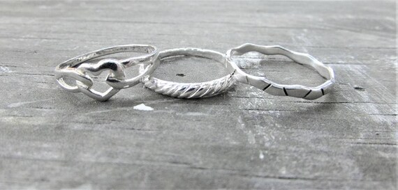 Vintage Sterling Stack-able Ring Set - Sterling 3… - image 2