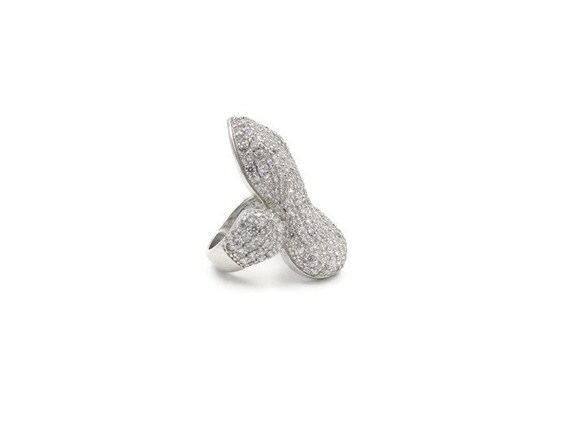 Vintage Sterling Silver Pave CZ Snake Ring - Ladi… - image 6