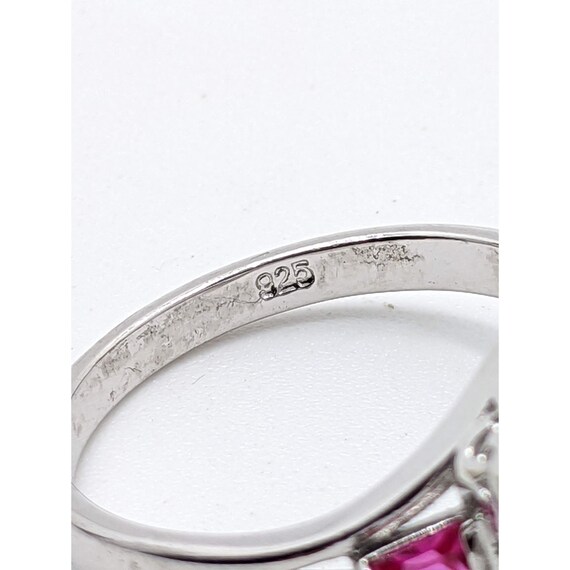 Diamond Ruby Octagon Ring, Art Deco Style Silver … - image 9