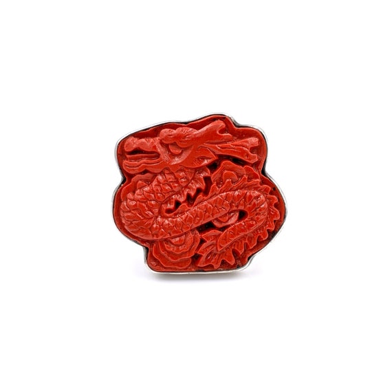 Sajen Dragon Ring, Vintage Sterling Sajen Cinnabar