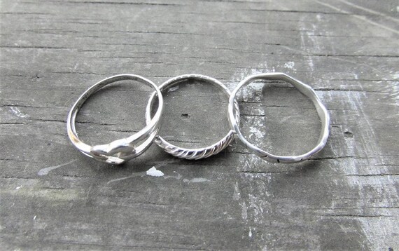 Vintage Sterling Stack-able Ring Set - Sterling 3… - image 3