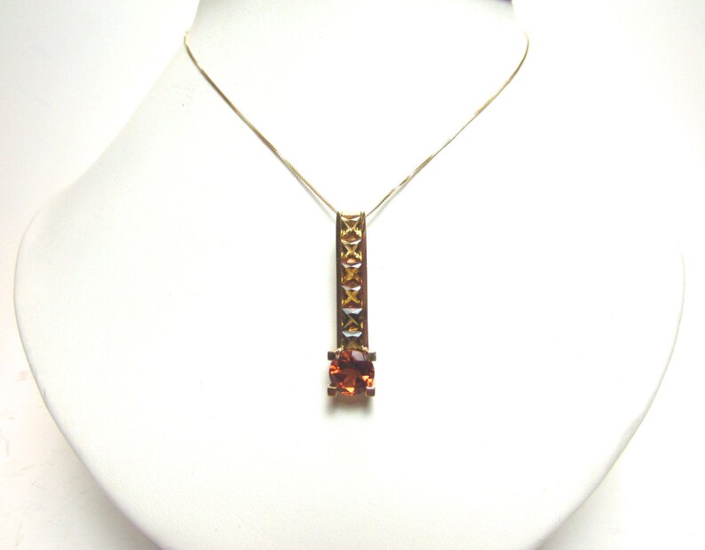 Vintage 10K Multi-Color Citrine Drop Pendant Necklace Smoky Quartz /& Palmeria Citrine Slide and Chain 10k Golden Citrine Madeira Citrine