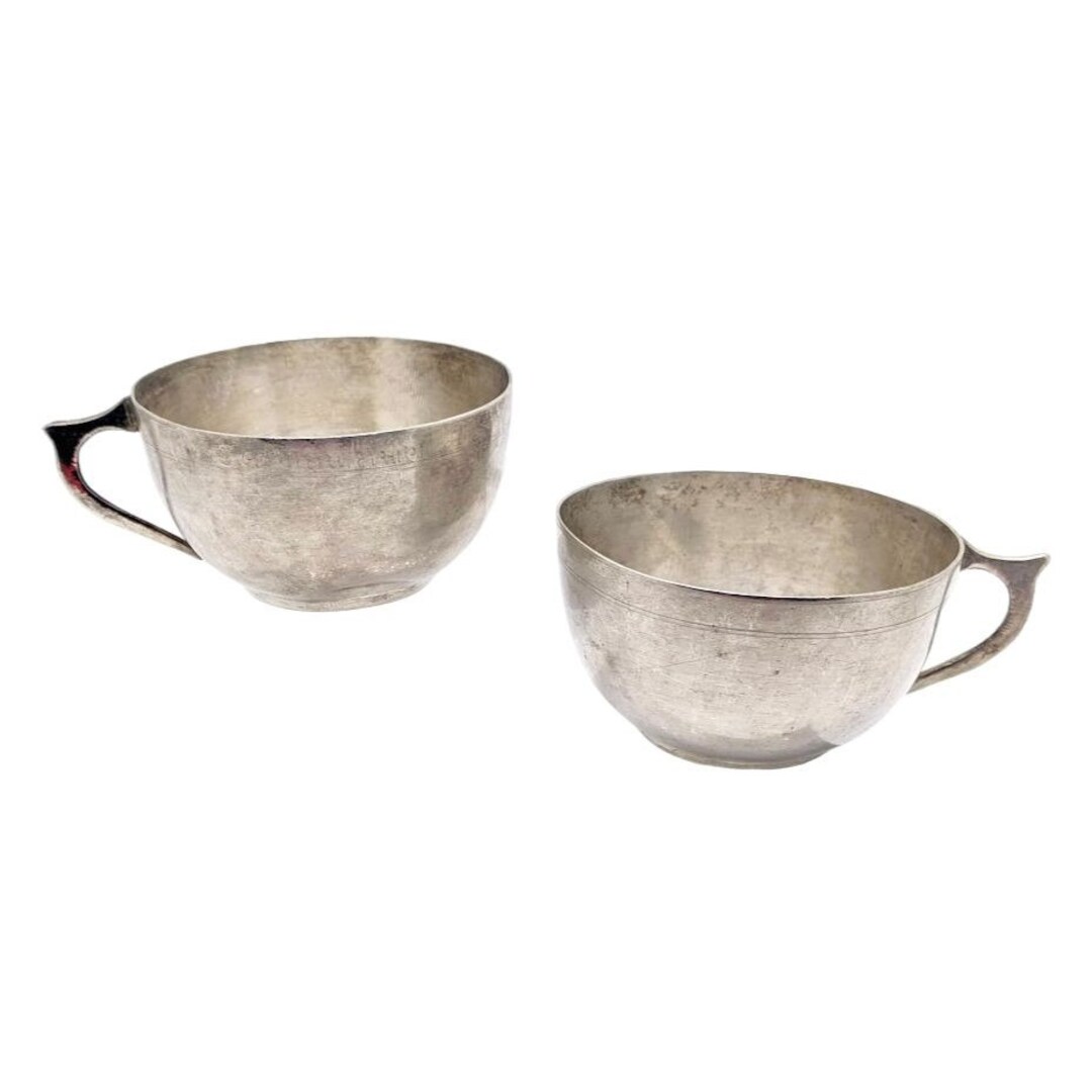 Antique Indian Silver Tea Cups, Pair of 999 Silver Tea Cups, Colonial India Pure Silver Cups