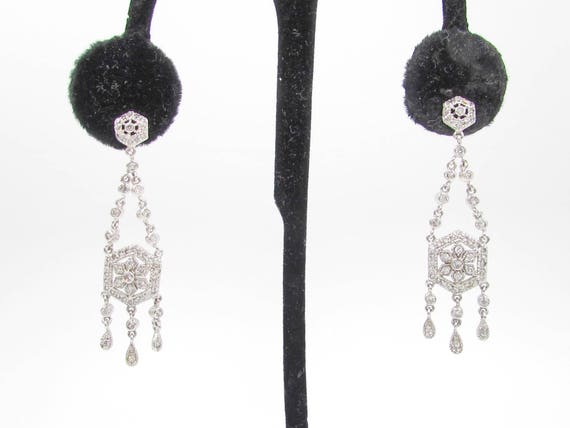 Vintage Sterling Silver Pave Diamond Chandelier Da