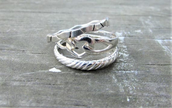 Vintage Sterling Stack-able Ring Set - Sterling 3… - image 1