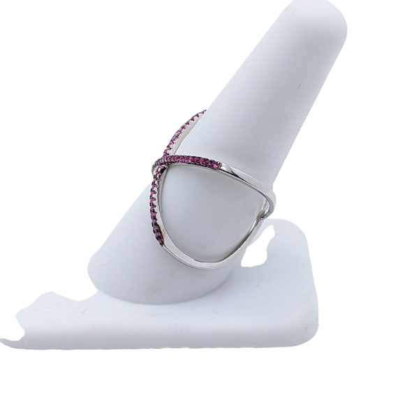 Criss Cross Sterling Silver Ring, Ruby Ring, Ruby… - image 5