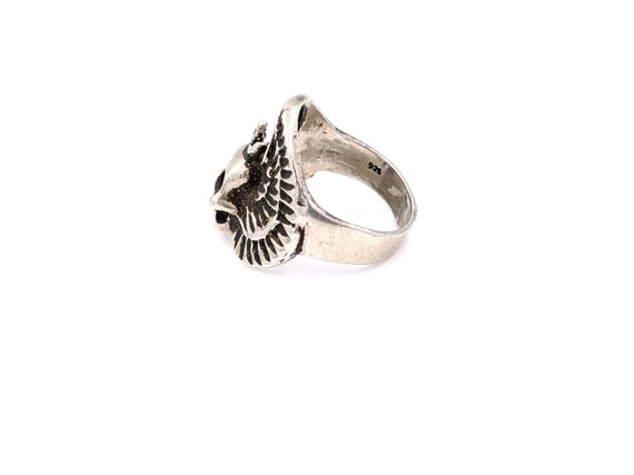 Men's Sterling Winged Skull Ring, Men's 925 Skull… - image 3