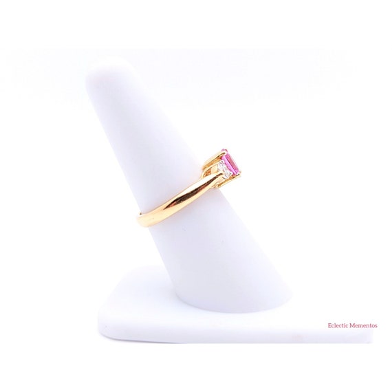 Pink Sapphire Ring, Vintage 14k Gold Oval Pink Sa… - image 5