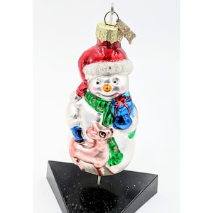 Thomas Pacconi Glass Christmas Ornament, Vintage Pacconi Glass Snowman Ornament, Pacconi Snowman Ornament, Christmas Tree Decor