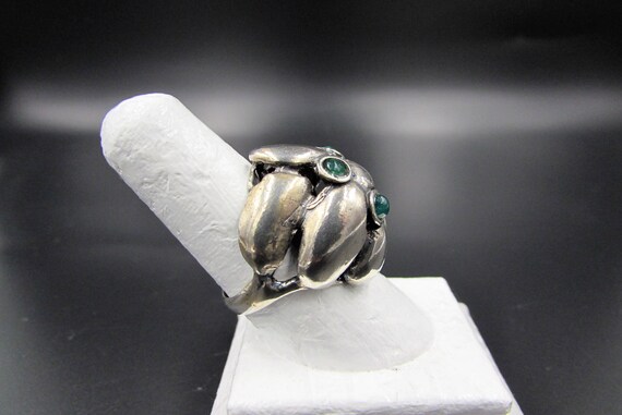 Vintage Sterling Emerald Ring - Brutalist Sterlin… - image 7