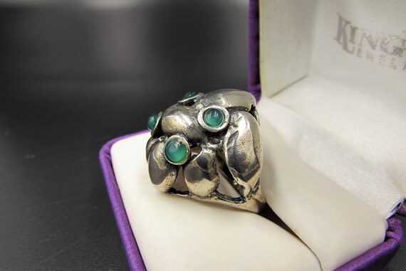 Vintage Sterling Emerald Ring - Brutalist Sterlin… - image 9