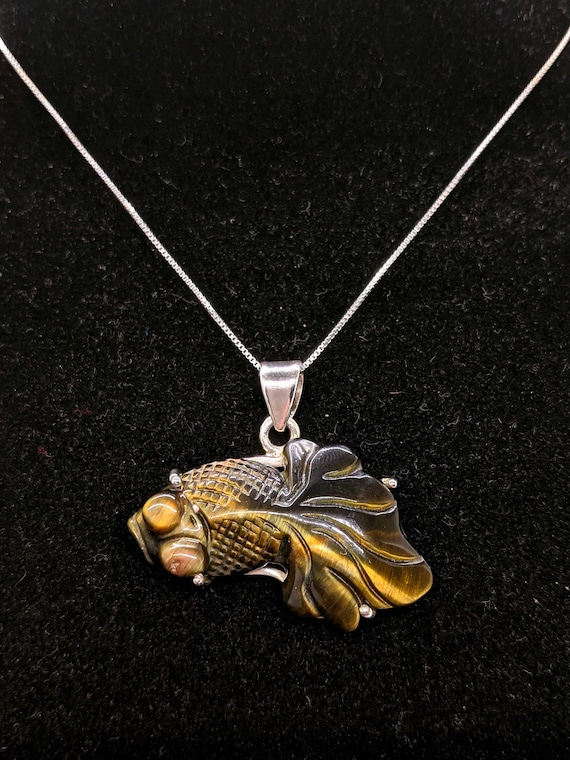 Vintage Gold Vermeil Plum Purple Enamel Koi Fish Pendant Necklace – Boylerpf