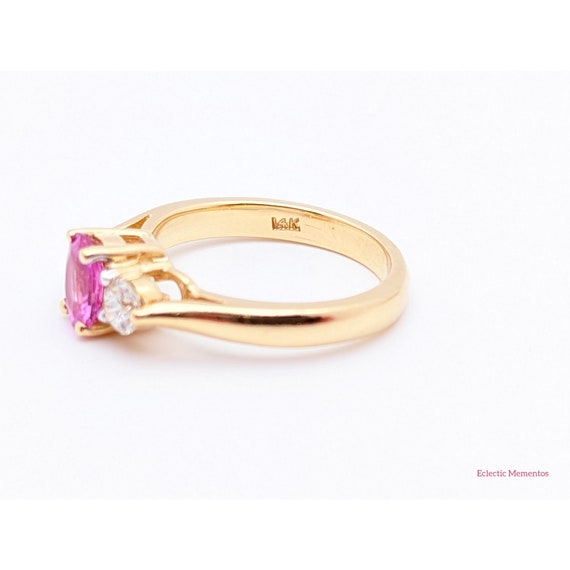Pink Sapphire Ring, Vintage 14k Gold Oval Pink Sa… - image 9