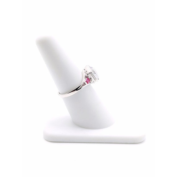 Diamond Ruby Octagon Ring, Art Deco Style Silver … - image 6