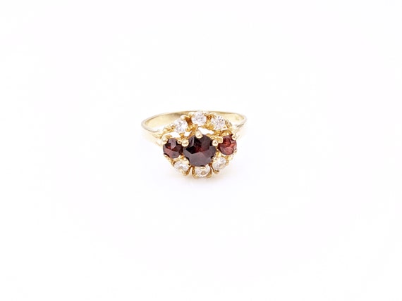 Bohemian Garnet 8K Yellow Gold Ring, Vintage Gold… - image 6