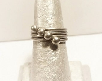 Antique Handmade Sterling Ball Stack Rings Midi Ring Size 5.5 & 6