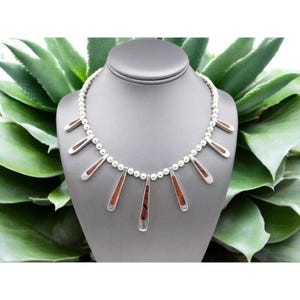 Southwestern Taxco Reversible Black Onyx & Tiger&#39;s Eye Sterling Bib Necklace, Mexico Sterling Necklace