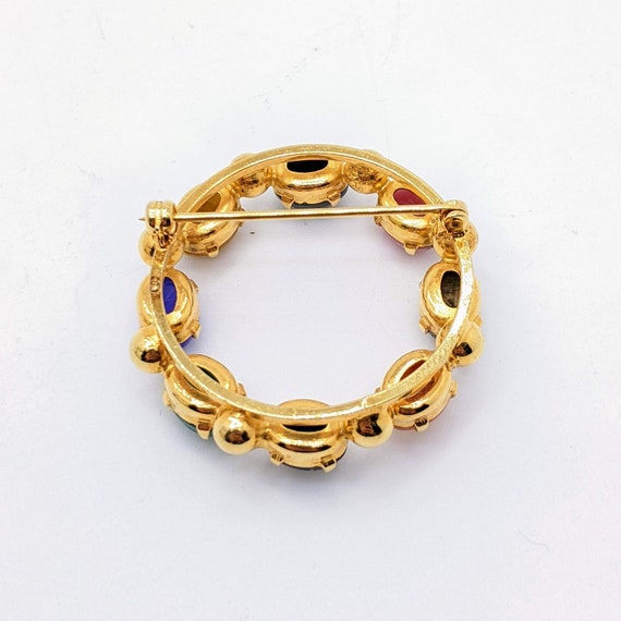 Vintage Gemstone Scarab Brooch, Scarab Beetle Pin… - image 3