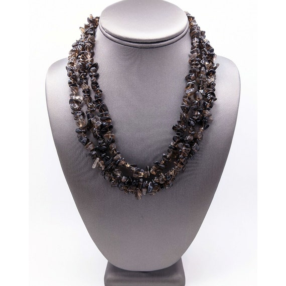 Smoky Quartz Necklace Vintage 3 Strand 450ct Smoky Quartz 925