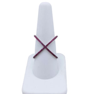 Criss Cross Sterling Silver Ring, Ruby Ring, Ruby Statement Ring, 925 Sterling Silver, Ruby X Rings, Ruby Crossover Ring, X Cross Ring