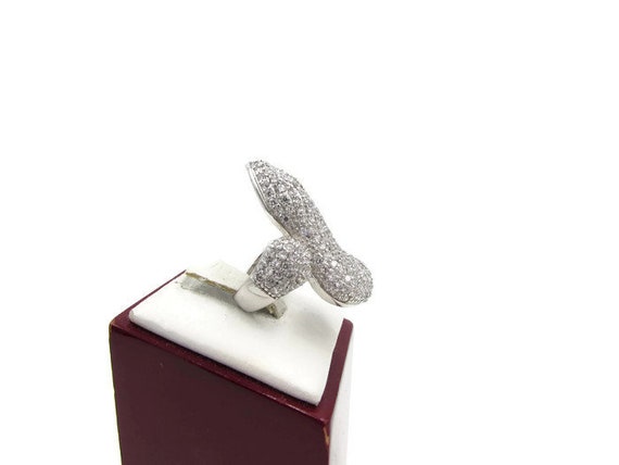 Vintage Sterling Silver Pave CZ Snake Ring - Ladi… - image 7