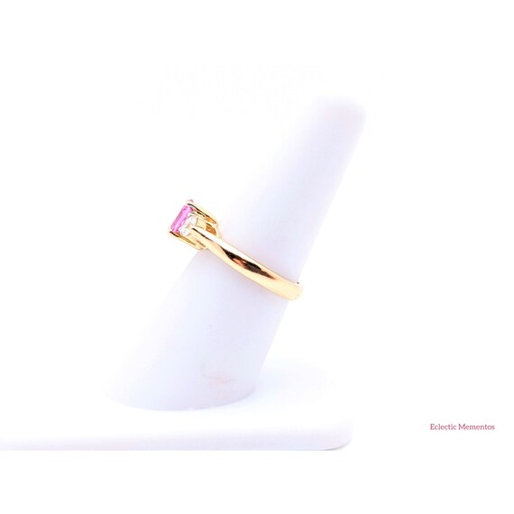 Pink Sapphire Ring, Vintage 14k Gold Oval Pink Sa… - image 3