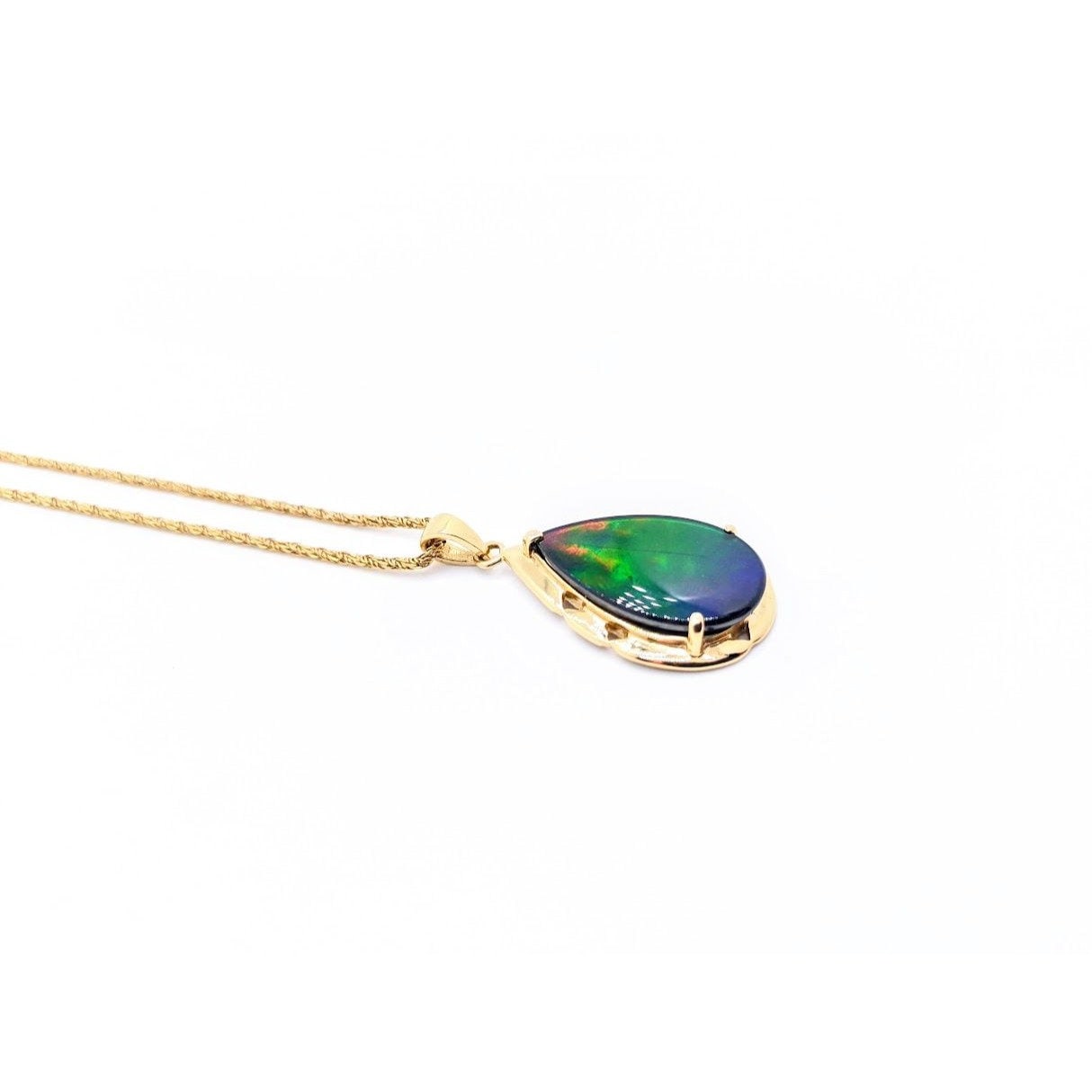 希少な本物のコーライト アンモライト ルネ ロイヤル 14k ペンダント 