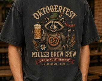 Custom Oktoberfest Shirt, Funny Raccoon Beer Festival Tee, Personalized Brew Crew Group Shirt