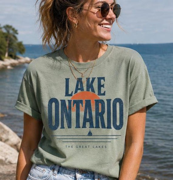Lake Ontario Shirt, Great Lakes Shirt, Vintage Lake Tee, Retro Ontario T Shirt, Sailboat Lake Gift, Great Lakes Apparel