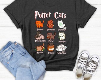 Potter Cats Dark Heather T-Shirt, Long Sleeve, Hoodie, Tank Top, Perfect Gift, Bella Canvas, Parrot Lover Shirt, Animal Lover Shirt