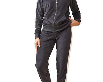 Velour Tracksuit Set | Women's Full Zip Hoodie & Joggers