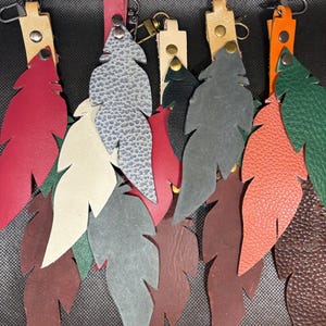 handmade leather feather tassel purse flair bag accessory bling keychain