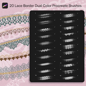 20 Procreate Lace Decorative Border Brushes, Fashion Brushes