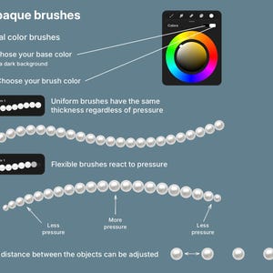 Realistische parelpenselen en -stempels voor Procreate, digitaal sieradenontwerp, kralenpenselen afbeelding 2