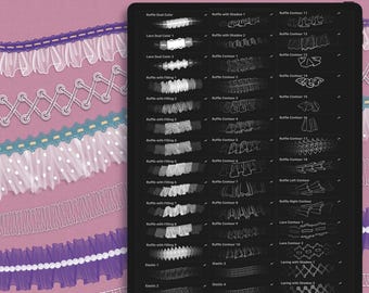 Procreate Fashion Design Brushes: Ruffles, Laces, Elastics (Brushset File)