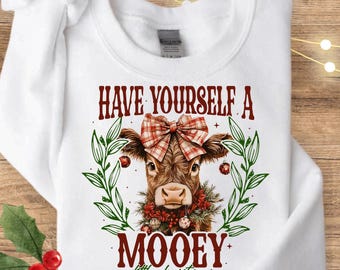 Christmas Mooey Sweatshirt, Christmas Cow Hoodie, Western Christmas Sweater, Cow Holiday Sweatshirt, Christmas Hoodie, Christmas Farmer Gift